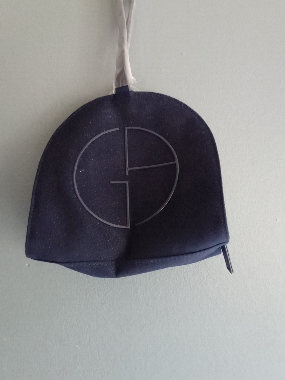 Giorgio Armani Parfums Navy Blue Canvas Cosmetic Bag Pouch GA Logo
